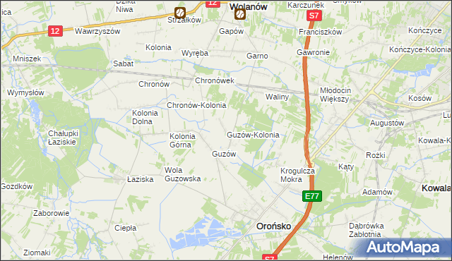 mapa Guzów-Kolonia, Guzów-Kolonia na mapie Targeo