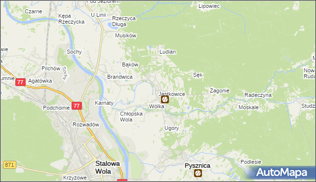 mapa Jastkowice, Jastkowice na mapie Targeo