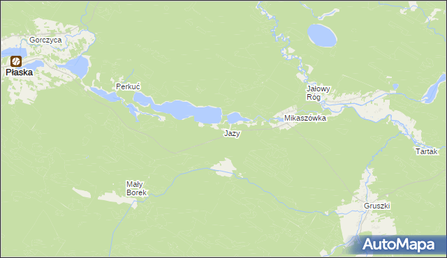 mapa Jazy gmina Płaska, Jazy gmina Płaska na mapie Targeo