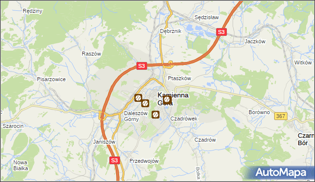 mapa Kamienna Góra, Kamienna Góra na mapie Targeo