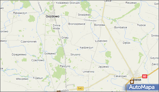 mapa Kędzierzyn gmina Bielsk, Kędzierzyn gmina Bielsk na mapie Targeo