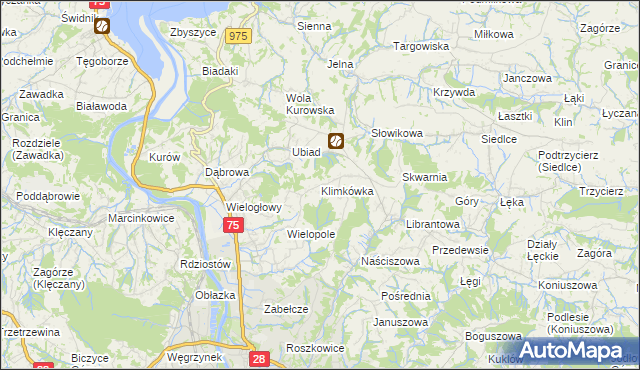 mapa Klimkówka gmina Chełmiec, Klimkówka gmina Chełmiec na mapie Targeo