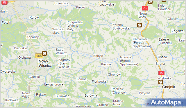 mapa Kobyle gmina Nowy Wiśnicz, Kobyle gmina Nowy Wiśnicz na mapie Targeo