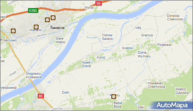 mapa Kolno gmina Chełmno, Kolno gmina Chełmno na mapie Targeo