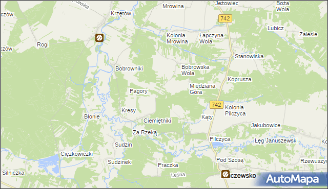 mapa Kolonia Bobrowska Wola, Kolonia Bobrowska Wola na mapie Targeo