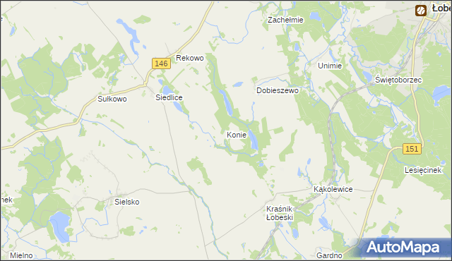 mapa Konie gmina Radowo Małe, Konie gmina Radowo Małe na mapie Targeo