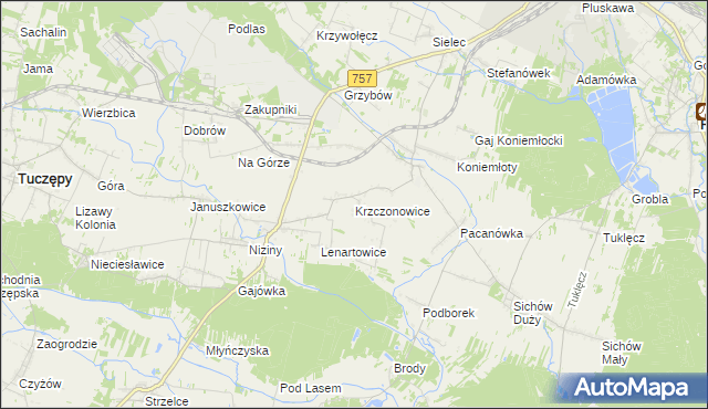 mapa Krzczonowice gmina Staszów, Krzczonowice gmina Staszów na mapie Targeo