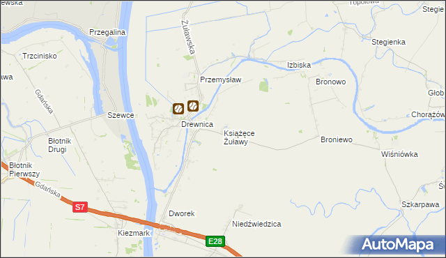 mapa Książęce Żuławy, Książęce Żuławy na mapie Targeo