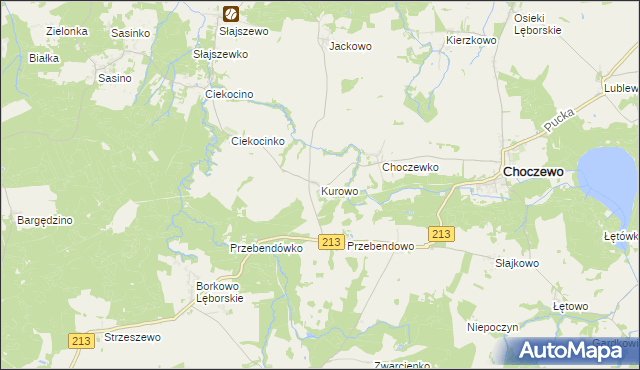 mapa Kurowo gmina Choczewo, Kurowo gmina Choczewo na mapie Targeo