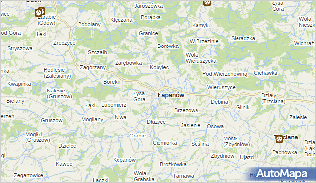 mapa Łapanów, Łapanów na mapie Targeo