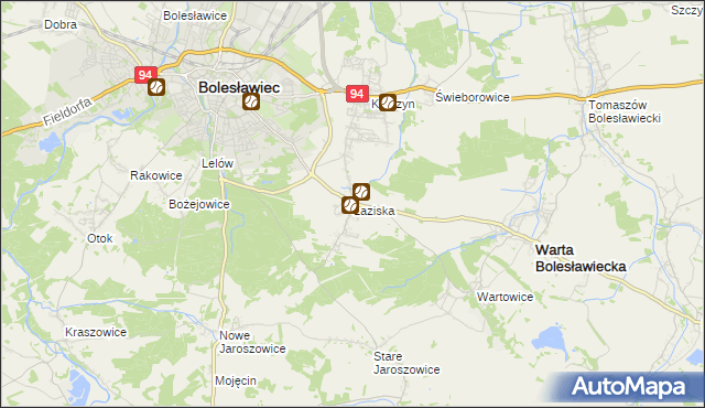 mapa Łaziska gmina Bolesławiec, Łaziska gmina Bolesławiec na mapie Targeo