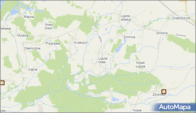 mapa Ligota Mała gmina Oleśnica, Ligota Mała gmina Oleśnica na mapie Targeo