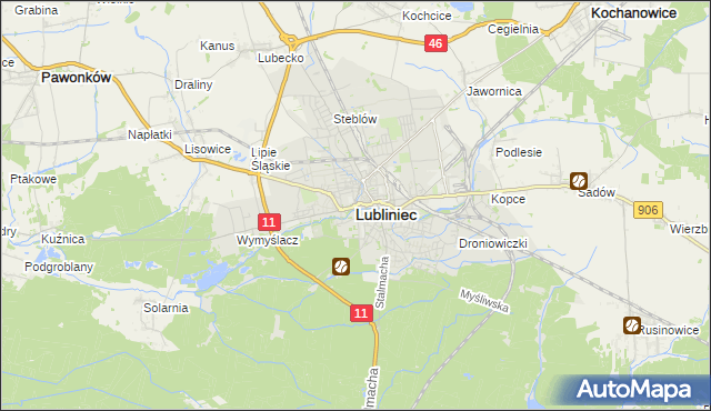 mapa Lubliniec, Lubliniec na mapie Targeo