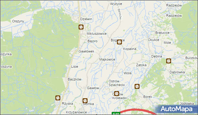 mapa Majkowice gmina Bochnia, Majkowice gmina Bochnia na mapie Targeo