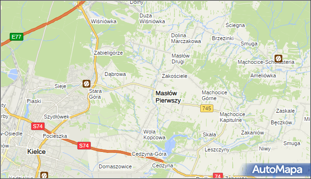 mapa Masłów Pierwszy, Masłów Pierwszy na mapie Targeo