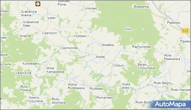 mapa Modła gmina Ciechanów, Modła gmina Ciechanów na mapie Targeo