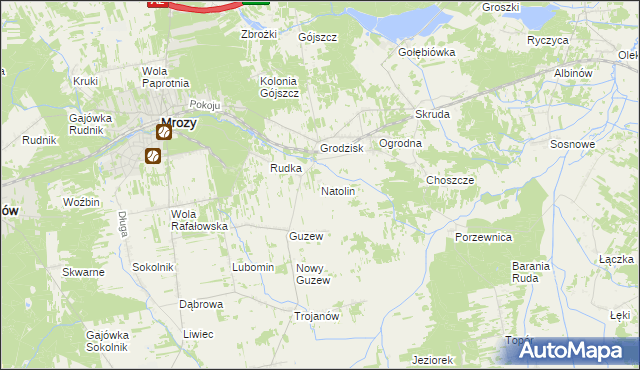 mapa Natolin gmina Mrozy, Natolin gmina Mrozy na mapie Targeo