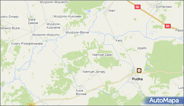 mapa Niemyje-Ząbki, Niemyje-Ząbki na mapie Targeo