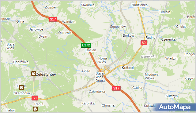 mapa Nowa Wieś gmina Kołbiel, Nowa Wieś gmina Kołbiel na mapie Targeo