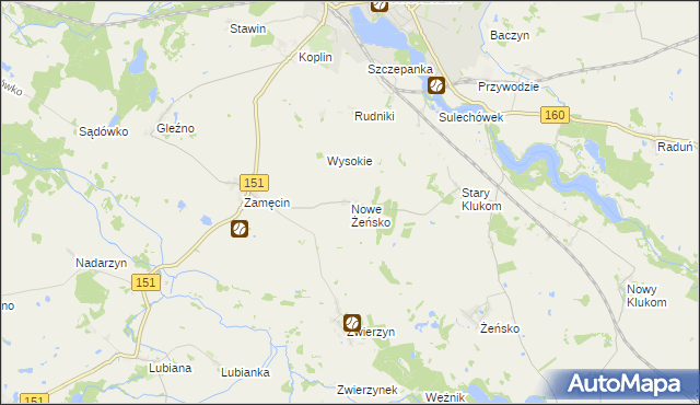 mapa Nowe Żeńsko, Nowe Żeńsko na mapie Targeo