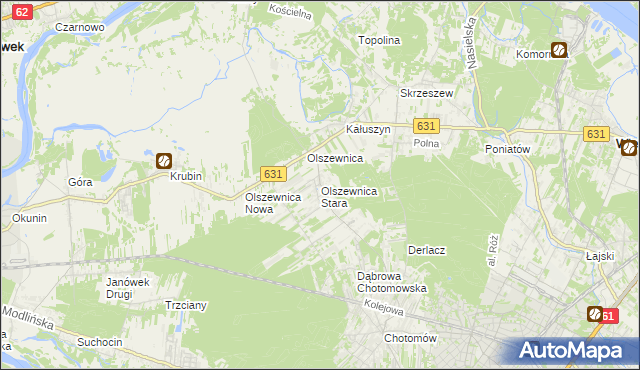 mapa Olszewnica Stara, Olszewnica Stara na mapie Targeo
