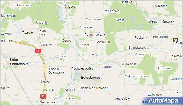 mapa Piaski gmina Bolesławiec, Piaski gmina Bolesławiec na mapie Targeo