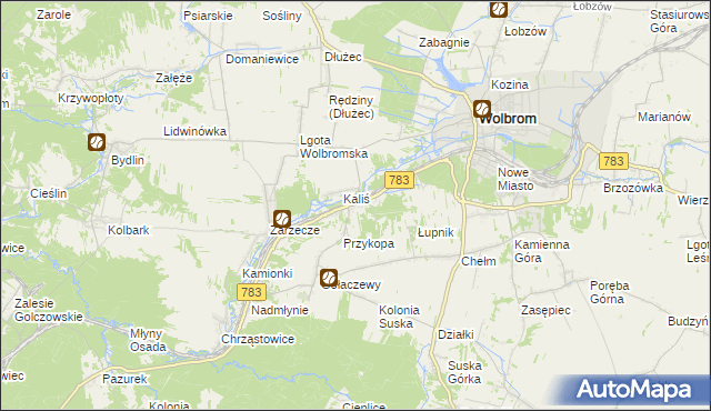 mapa Piaski gmina Wolbrom, Piaski gmina Wolbrom na mapie Targeo