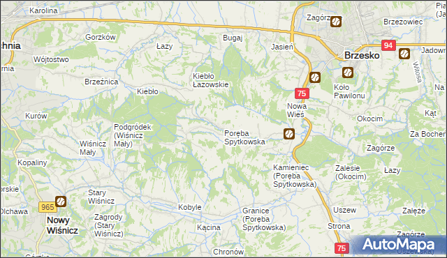mapa Poręba Spytkowska, Poręba Spytkowska na mapie Targeo