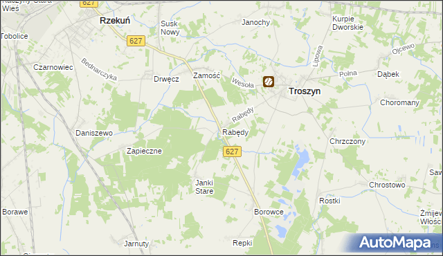 mapa Rabędy gmina Troszyn, Rabędy gmina Troszyn na mapie Targeo