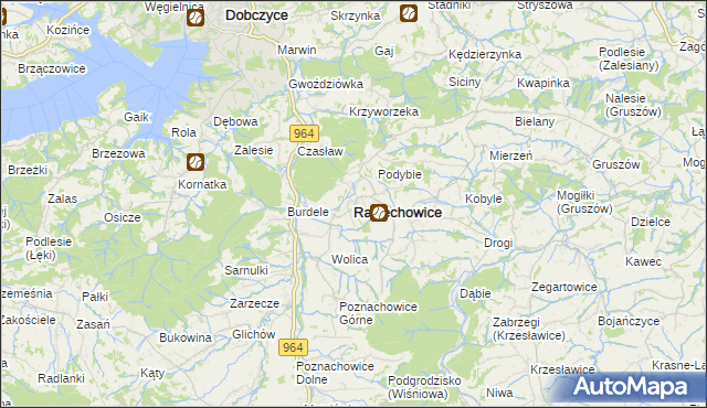 mapa Raciechowice, Raciechowice na mapie Targeo