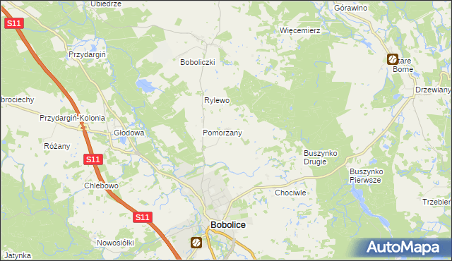 mapa Radwanki gmina Bobolice, Radwanki gmina Bobolice na mapie Targeo