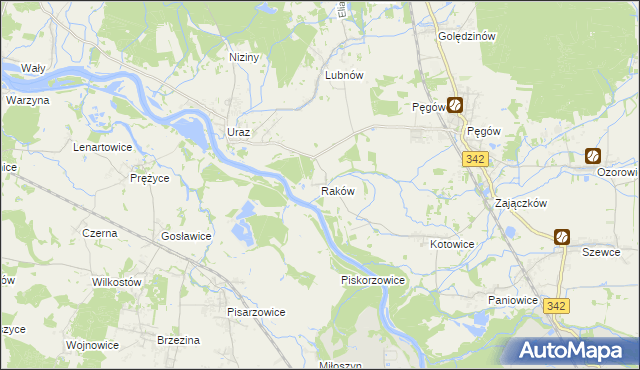 mapa Raków gmina Oborniki Śląskie, Raków gmina Oborniki Śląskie na mapie Targeo