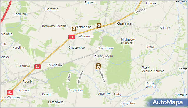mapa Rzerzęczyce, Rzerzęczyce na mapie Targeo