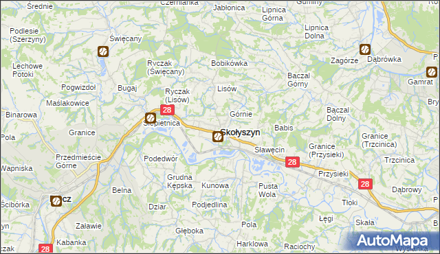 mapa Skołyszyn, Skołyszyn na mapie Targeo