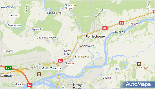 mapa Stanisławowo gmina Pomiechówek, Stanisławowo gmina Pomiechówek na mapie Targeo