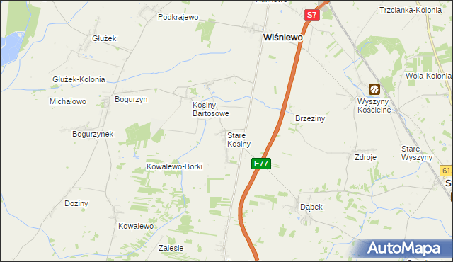 mapa Stare Kosiny, Stare Kosiny na mapie Targeo