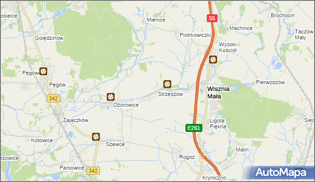 mapa Strzeszów gmina Wisznia Mała, Strzeszów gmina Wisznia Mała na mapie Targeo