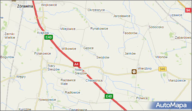 mapa Swojków gmina Domaniów, Swojków gmina Domaniów na mapie Targeo