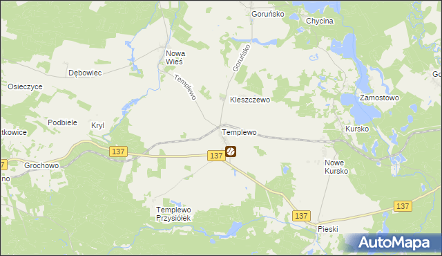 mapa Templewo, Templewo na mapie Targeo