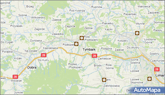 mapa Tymbark, Tymbark na mapie Targeo