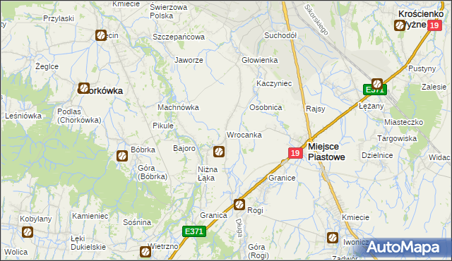 mapa Wrocanka gmina Miejsce Piastowe, Wrocanka gmina Miejsce Piastowe na mapie Targeo