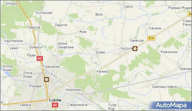 mapa Zabrodzie gmina Łuków, Zabrodzie gmina Łuków na mapie Targeo