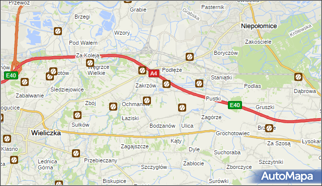 mapa Zakrzowiec, Zakrzowiec na mapie Targeo