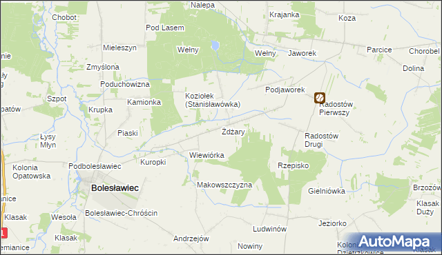 mapa Żdżary gmina Bolesławiec, Żdżary gmina Bolesławiec na mapie Targeo