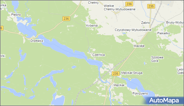 mapa Czernica gmina Brusy, Czernica gmina Brusy na mapie Targeo