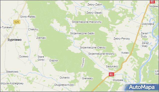 mapa Strzemieczne-Oleksy, Strzemieczne-Oleksy na mapie Targeo