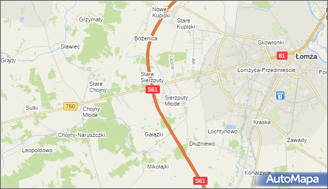 mapa Sierzputy Młode, Sierzputy Młode na mapie Targeo