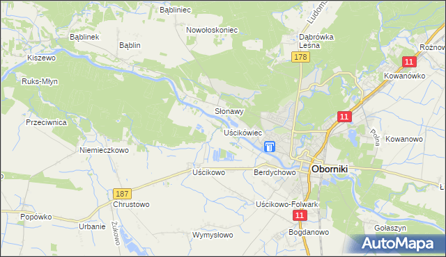 mapa Uścikówiec, Uścikówiec na mapie Targeo