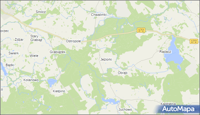 mapa Jeziorki gmina Barwice, Jeziorki gmina Barwice na mapie Targeo