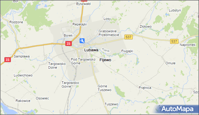 mapa Fijewo gmina Lubawa, Fijewo gmina Lubawa na mapie Targeo